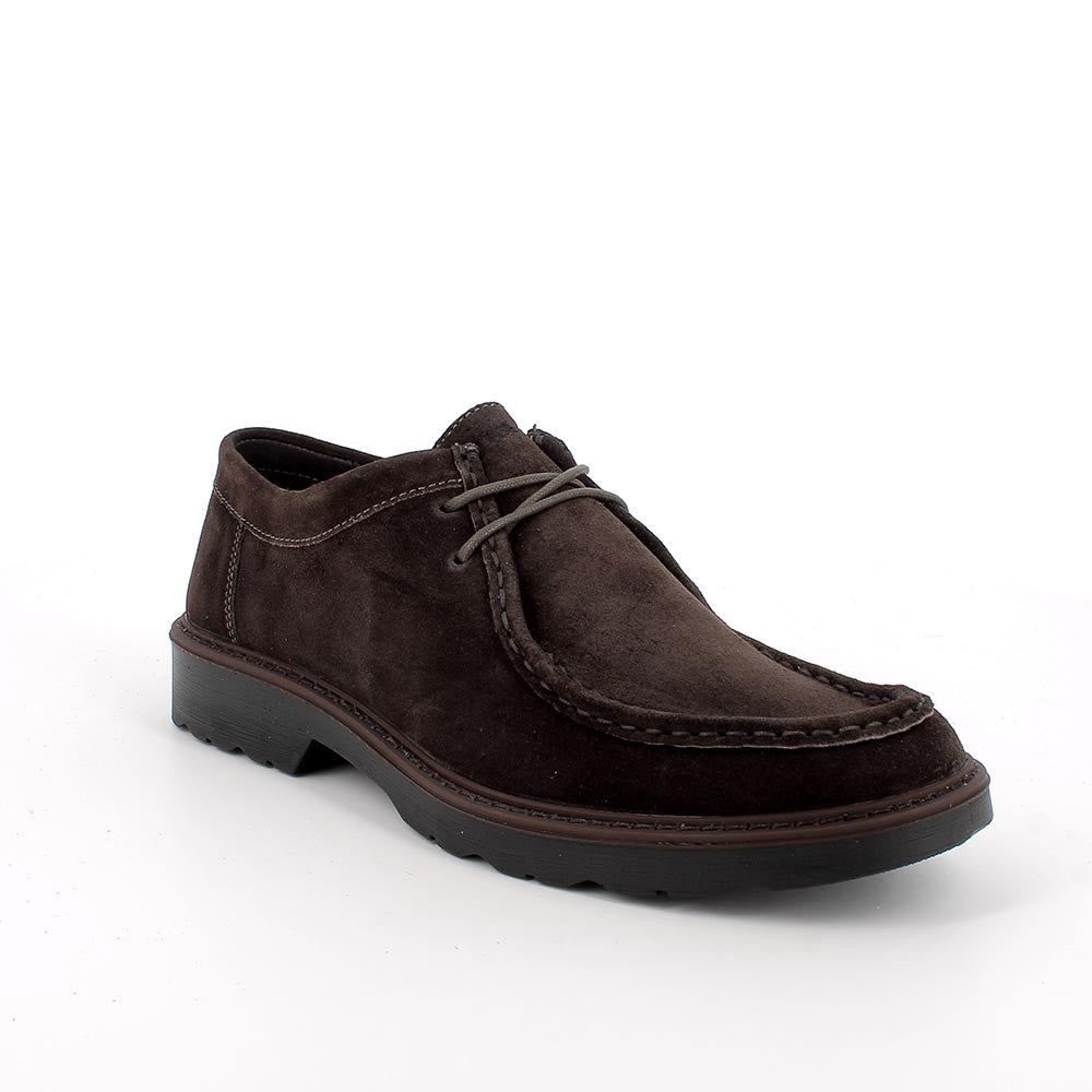 Scarpe caffè in pelle scamosciata modello ingegnere con suola leggera 