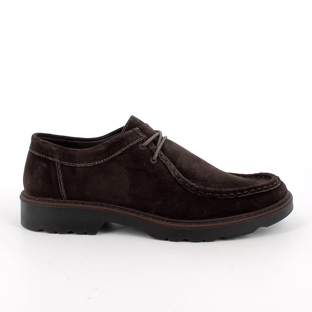 Scarpe caffè in pelle scamosciata modello ingegnere con suola leggera 