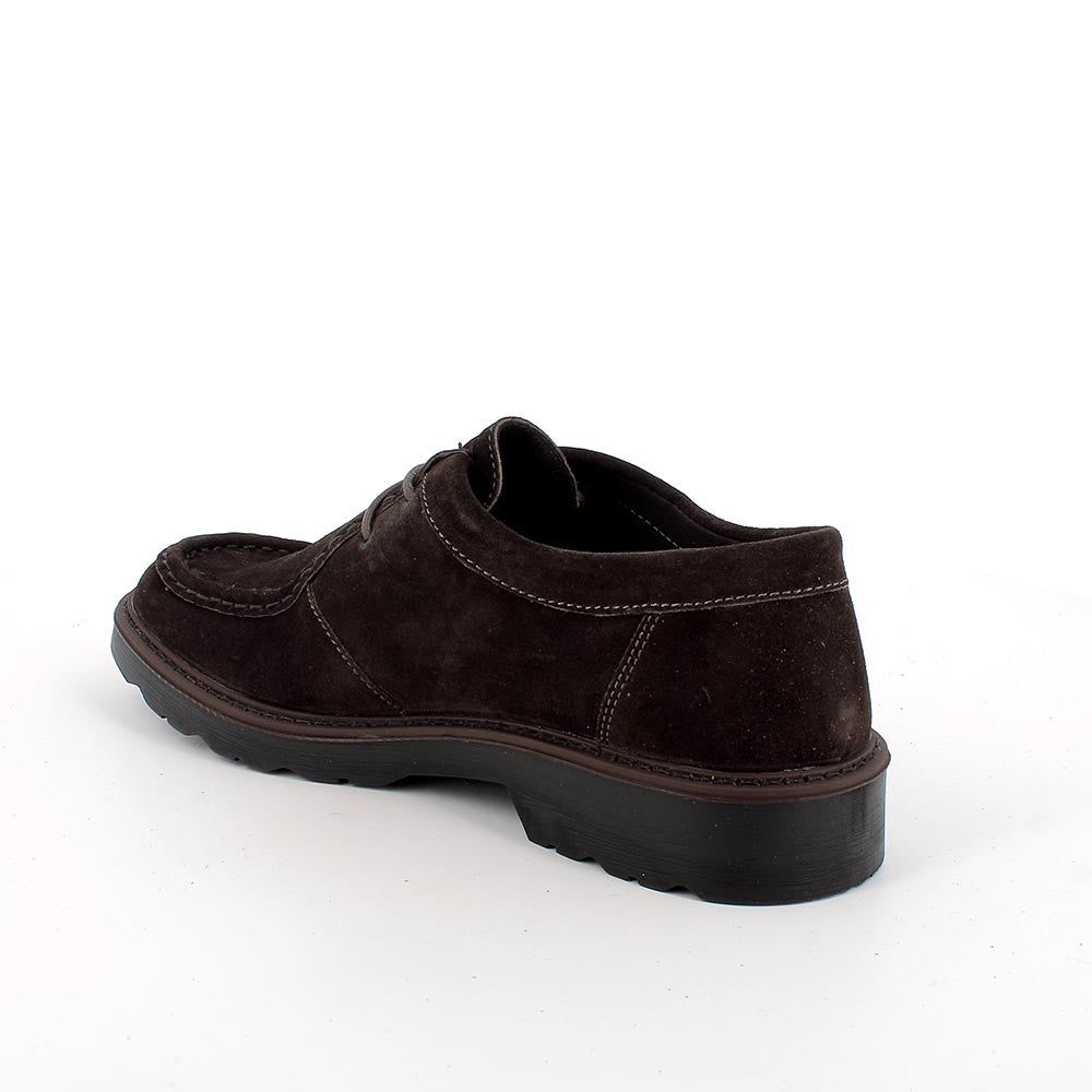 Scarpe caffè in pelle scamosciata modello ingegnere con suola leggera 