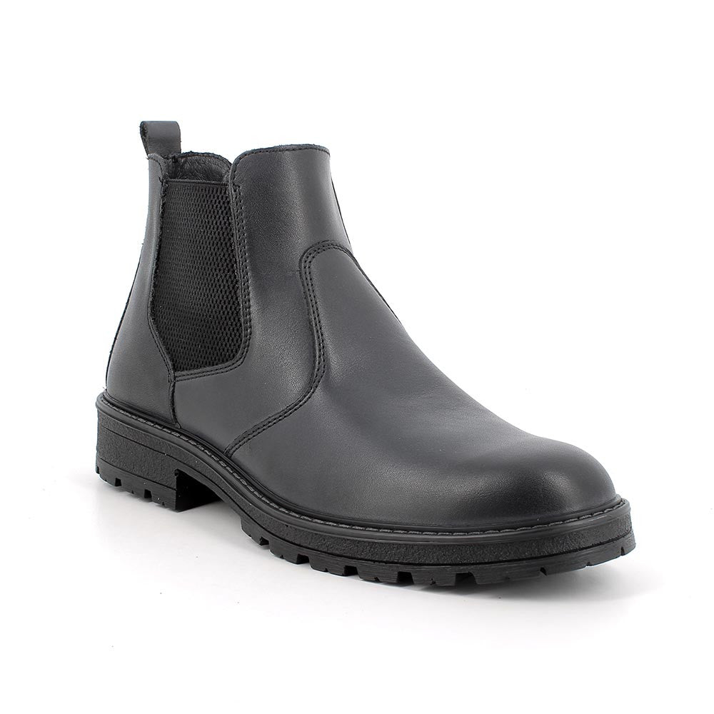 Stivaletti Beatles neri in pelle con suola leggera e pannelli elastici 