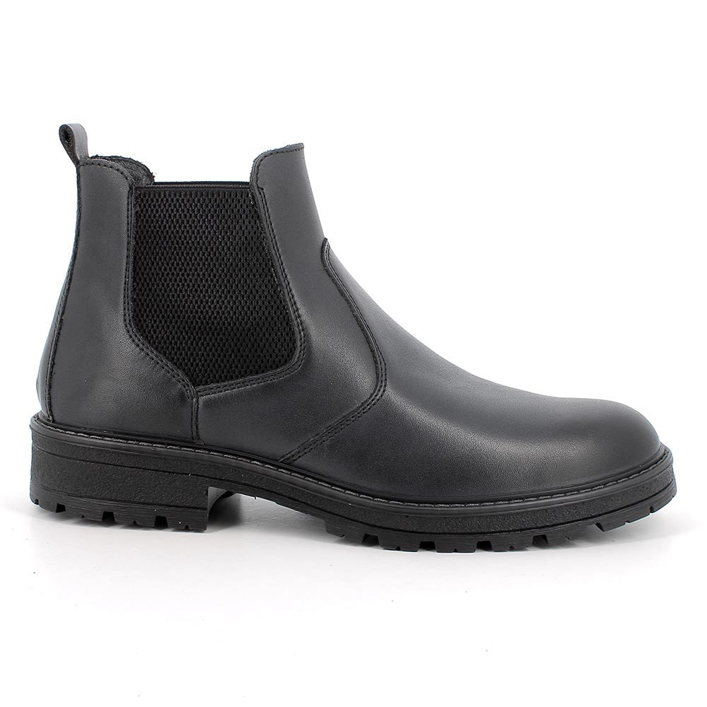 Stivaletti Beatles neri in pelle con suola leggera e pannelli elastici 