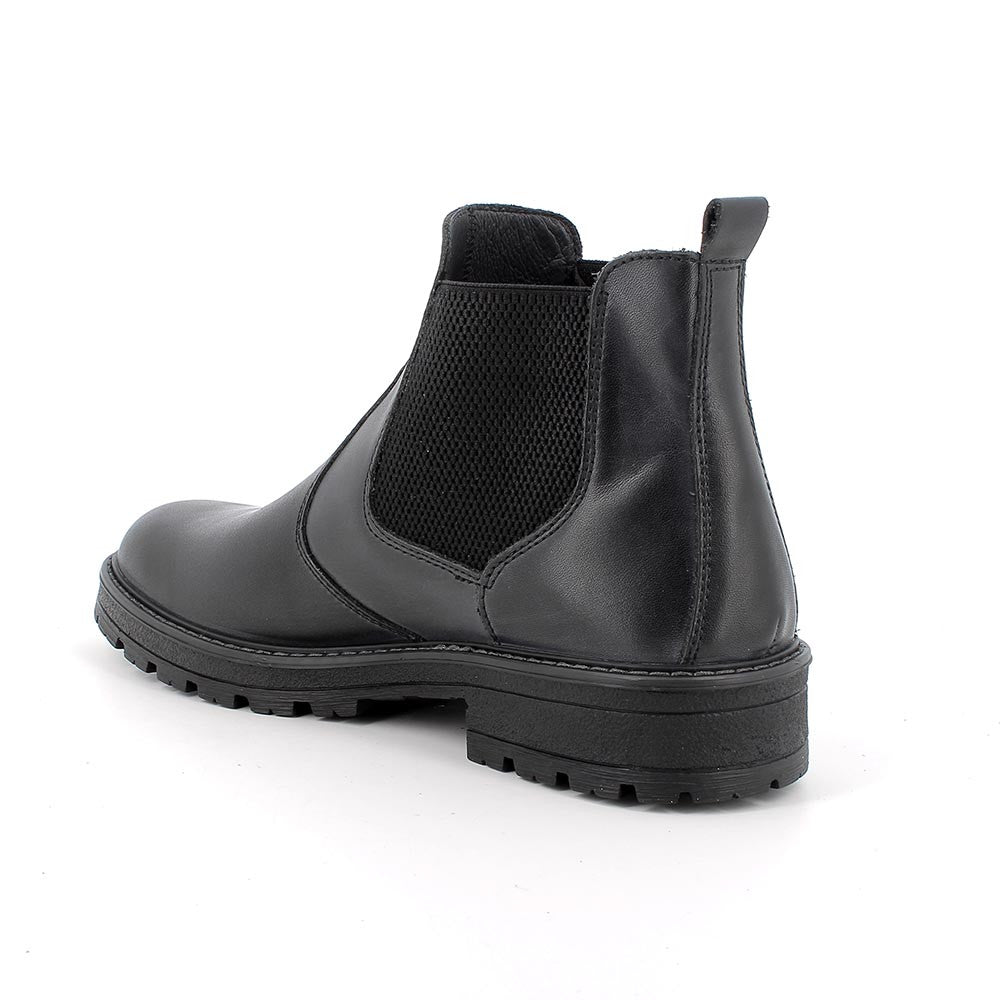 Stivaletti Beatles neri in pelle con suola leggera e pannelli elastici 