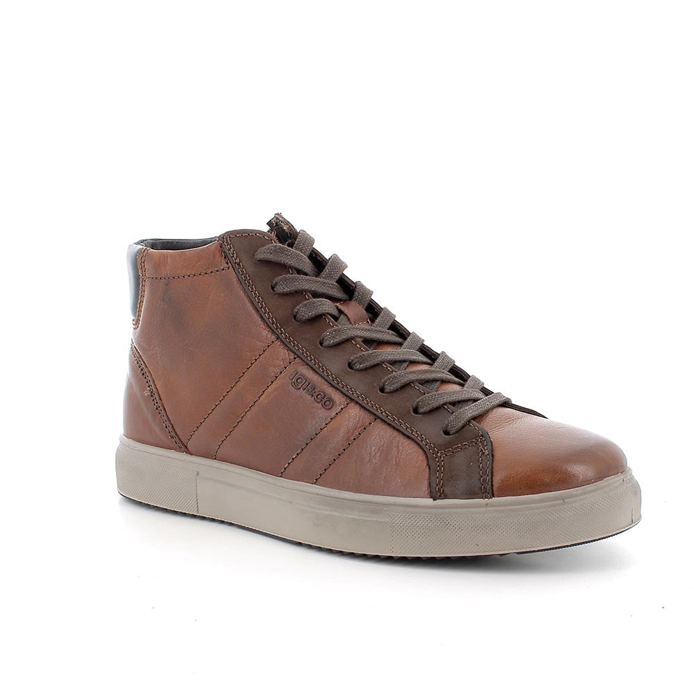Polacchine cuoio in pelle effetto vintage con zip 