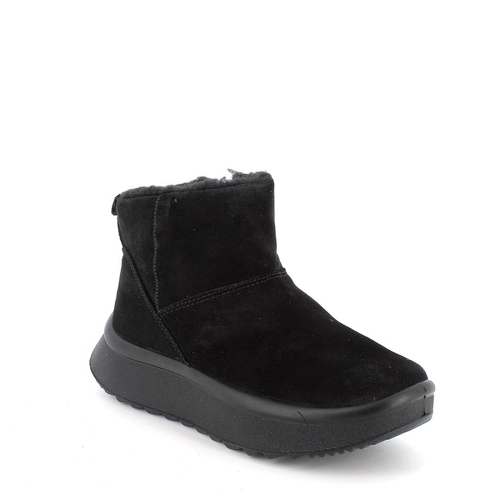 Stivaletti eco-sostenibili neri in pelle scamosciata con zeppa 4,4 cm 