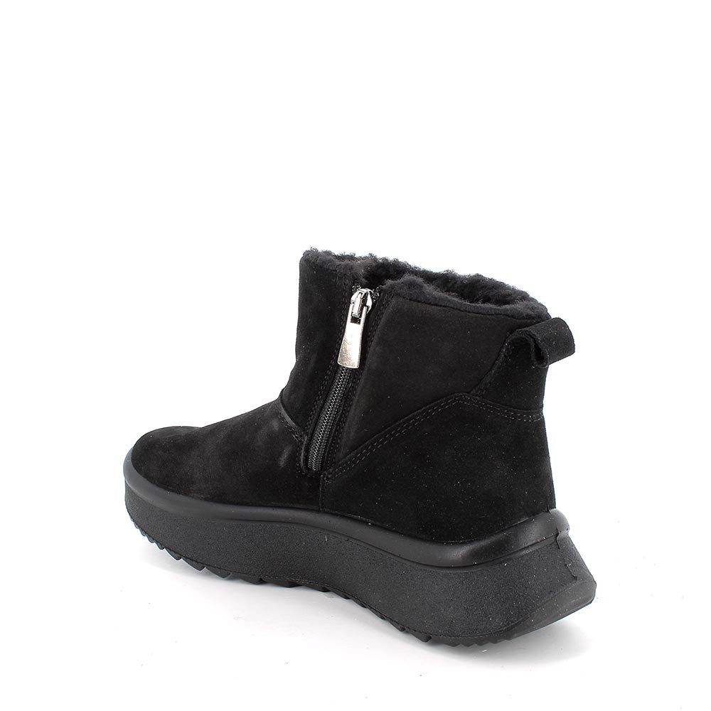 Stivaletti eco-sostenibili neri in pelle scamosciata con zeppa 4,4 cm 