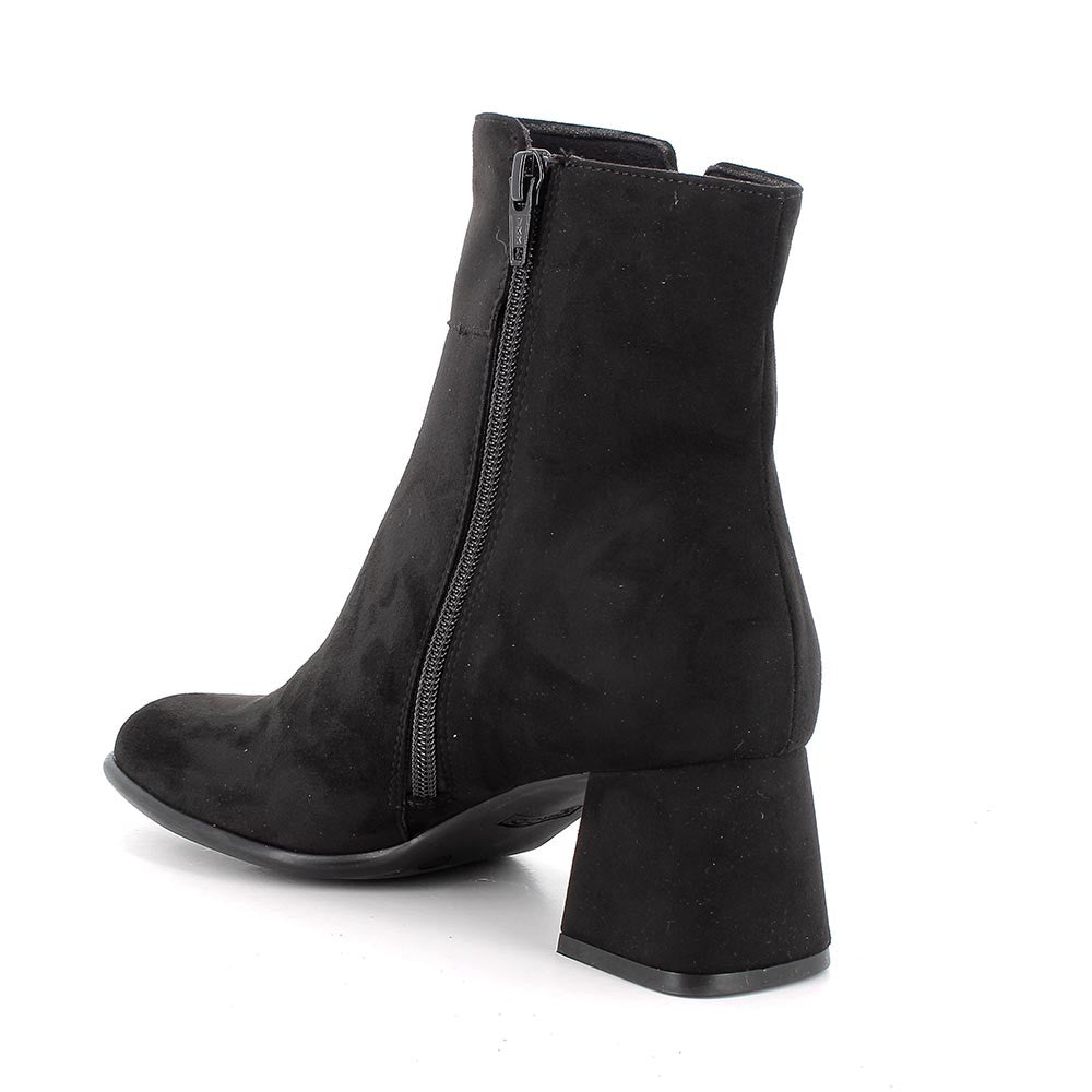 Stivaletti neri con tacco 6 cm in scamosciato sintetico e dettaglio glitter 