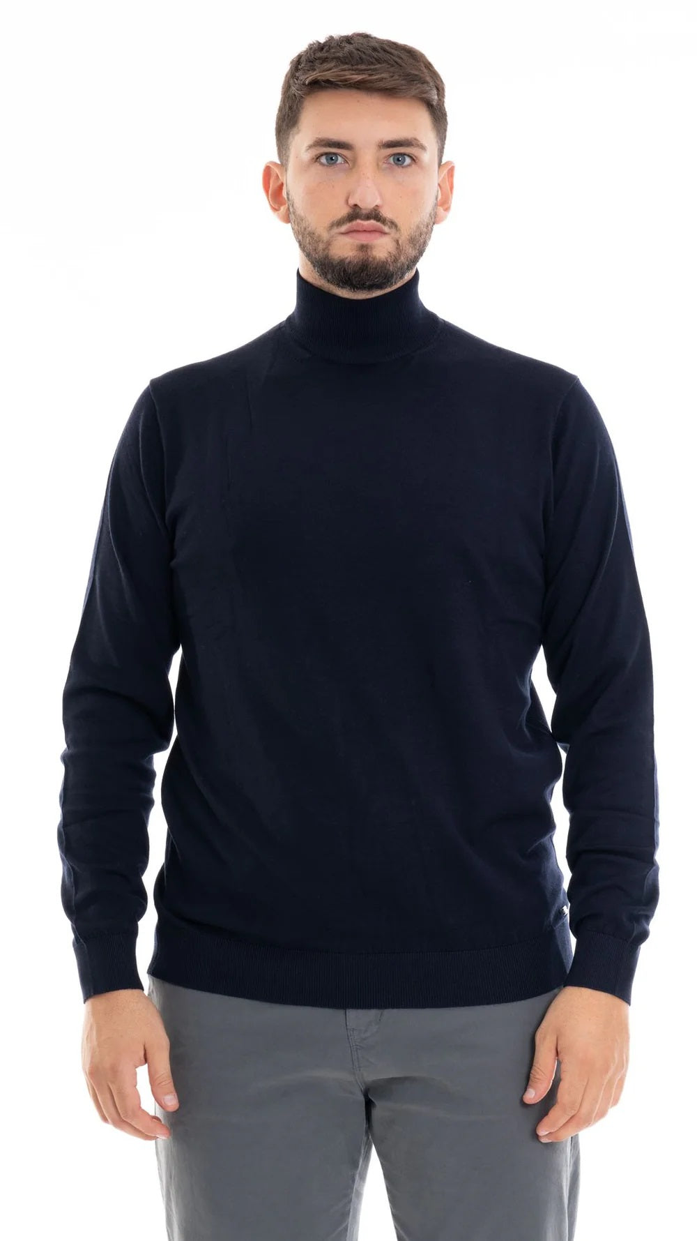 Lupetto Uomo Blu Scuro in Misto Viscosa Finezza 12 