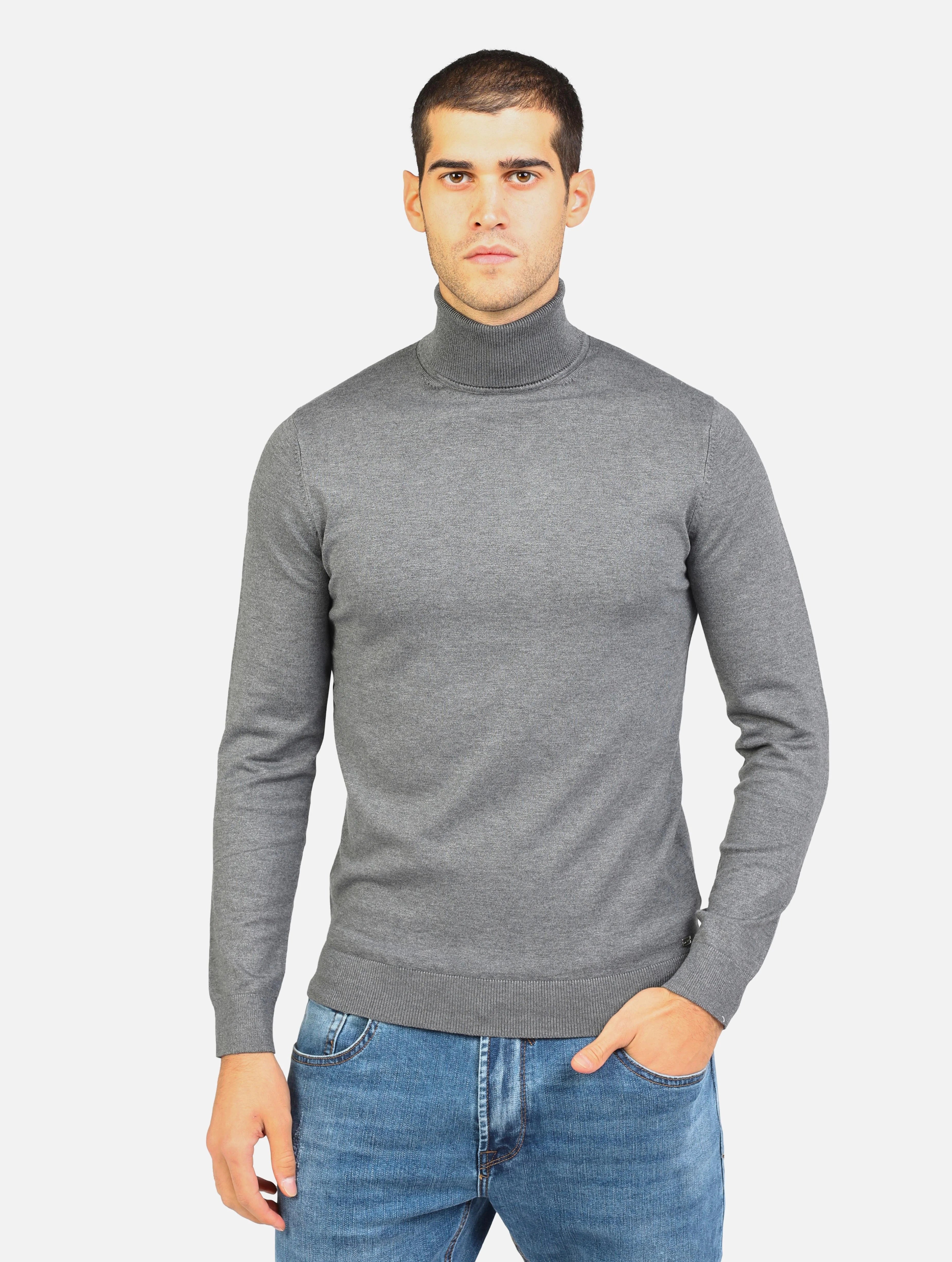 Dolcevita grigio melange in maglia finezza 12 