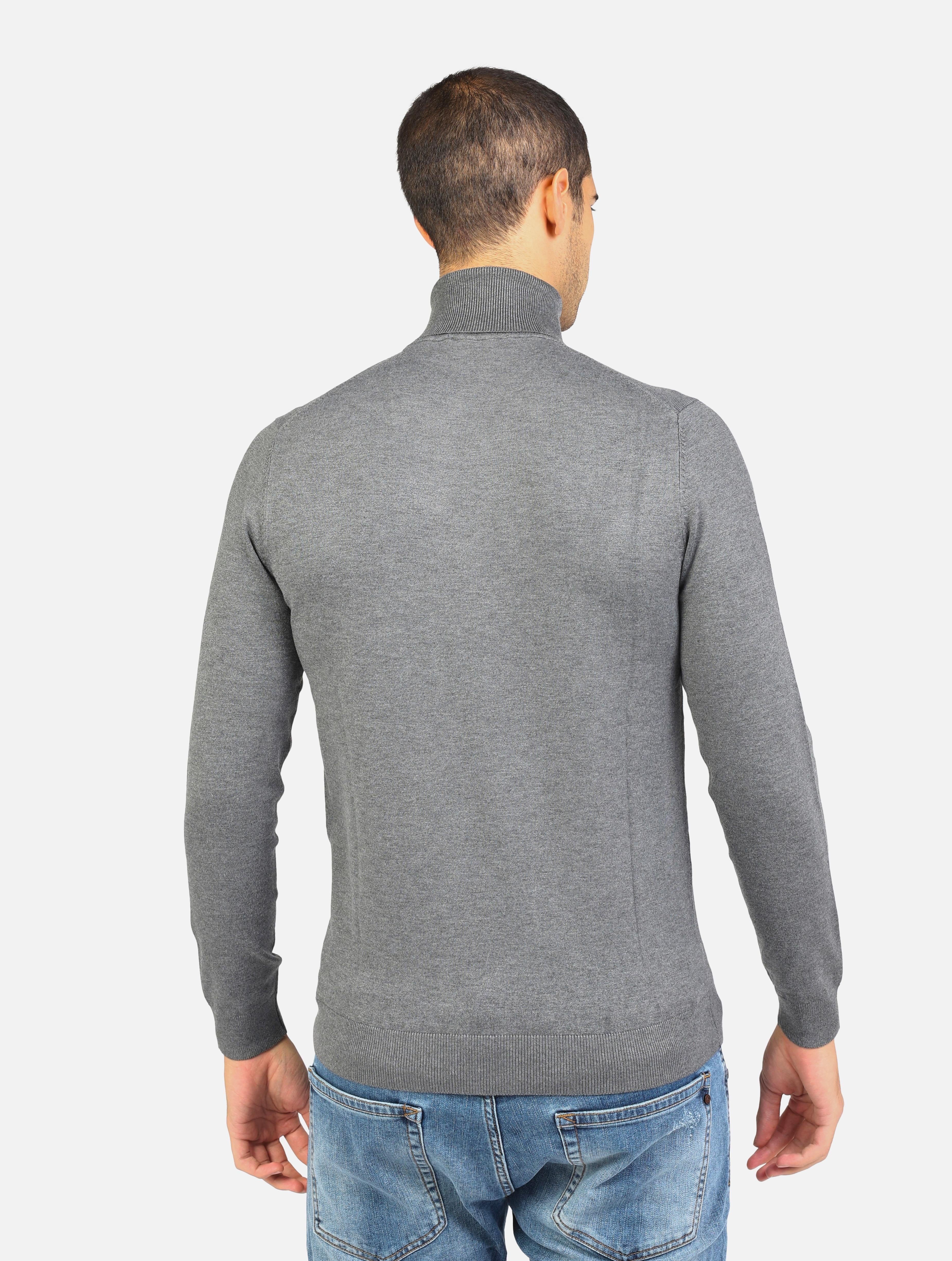 Dolcevita grigio melange in maglia finezza 12 