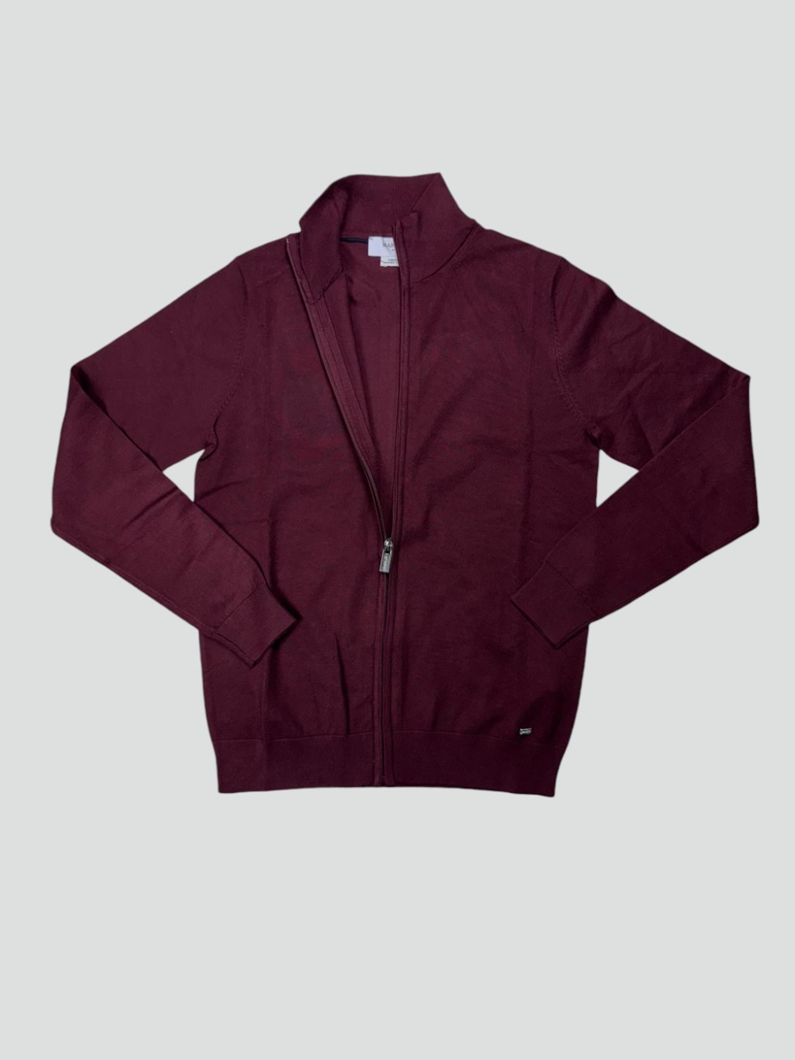 Maglia con zip bordeaux in filato finezza 12 Viscose Blend 