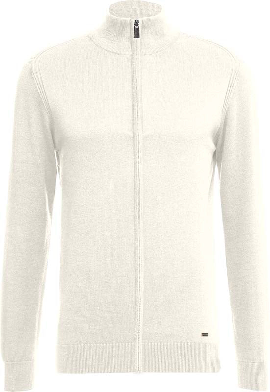 Maglia con zip bianco latte in filato finezza 12 Viscose Blend 