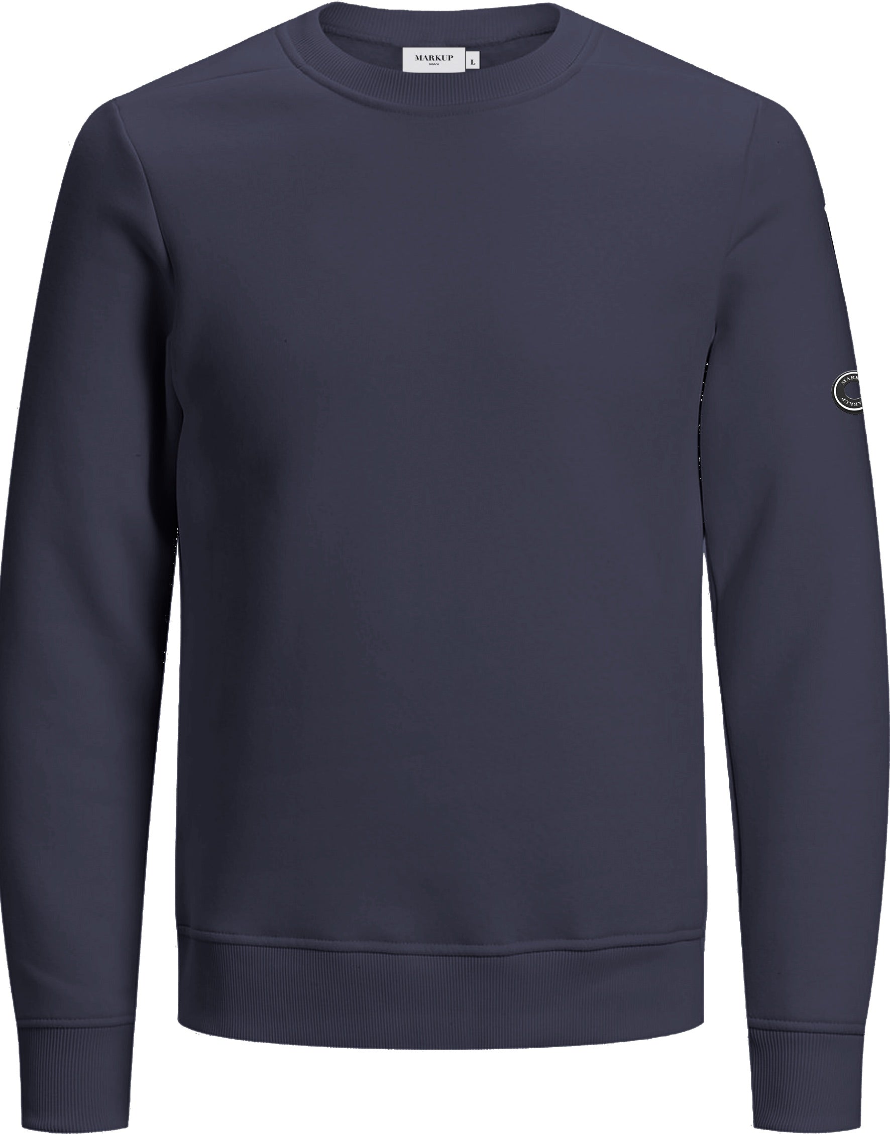 Felpa Girocollo Uomo Markup Blu con Patch Gommata sulla Manica 