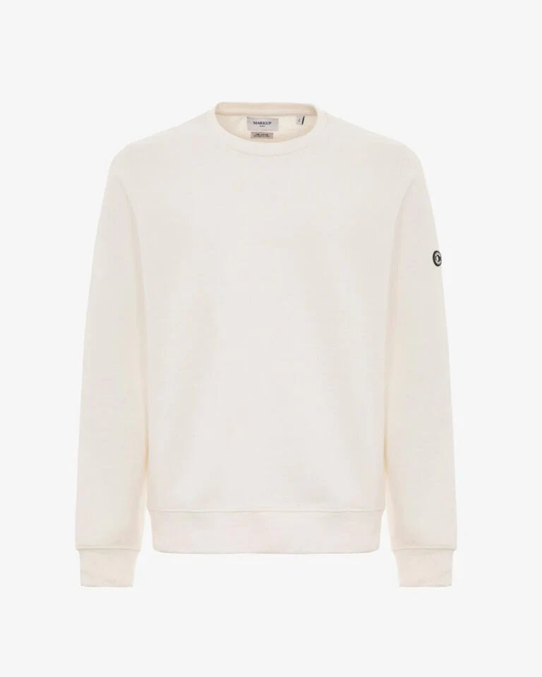 Felpa Girocollo Markup bianco con Patch Gommata sulla Manica 