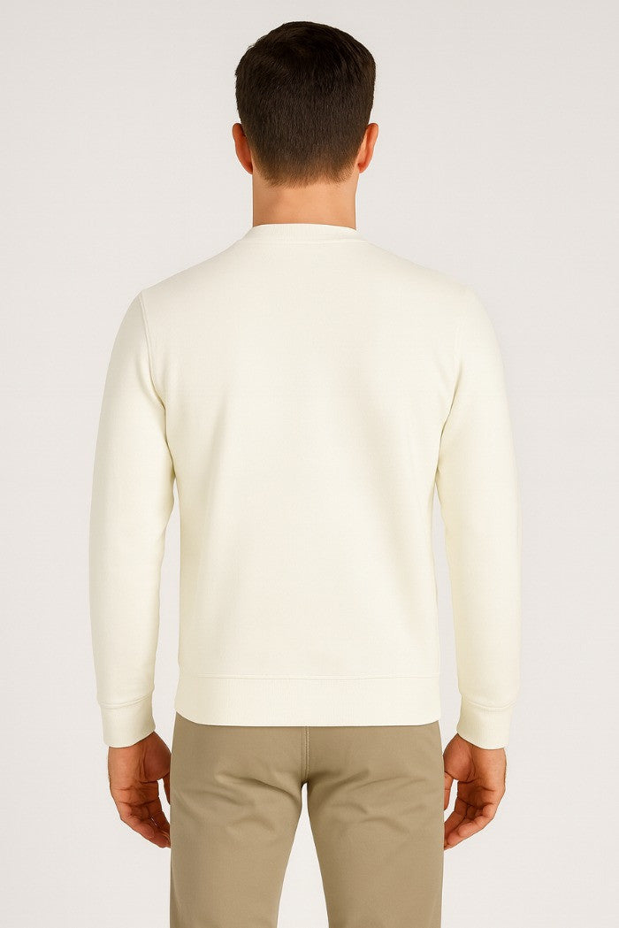 Felpa Girocollo Markup bianco con Patch Gommata sulla Manica 