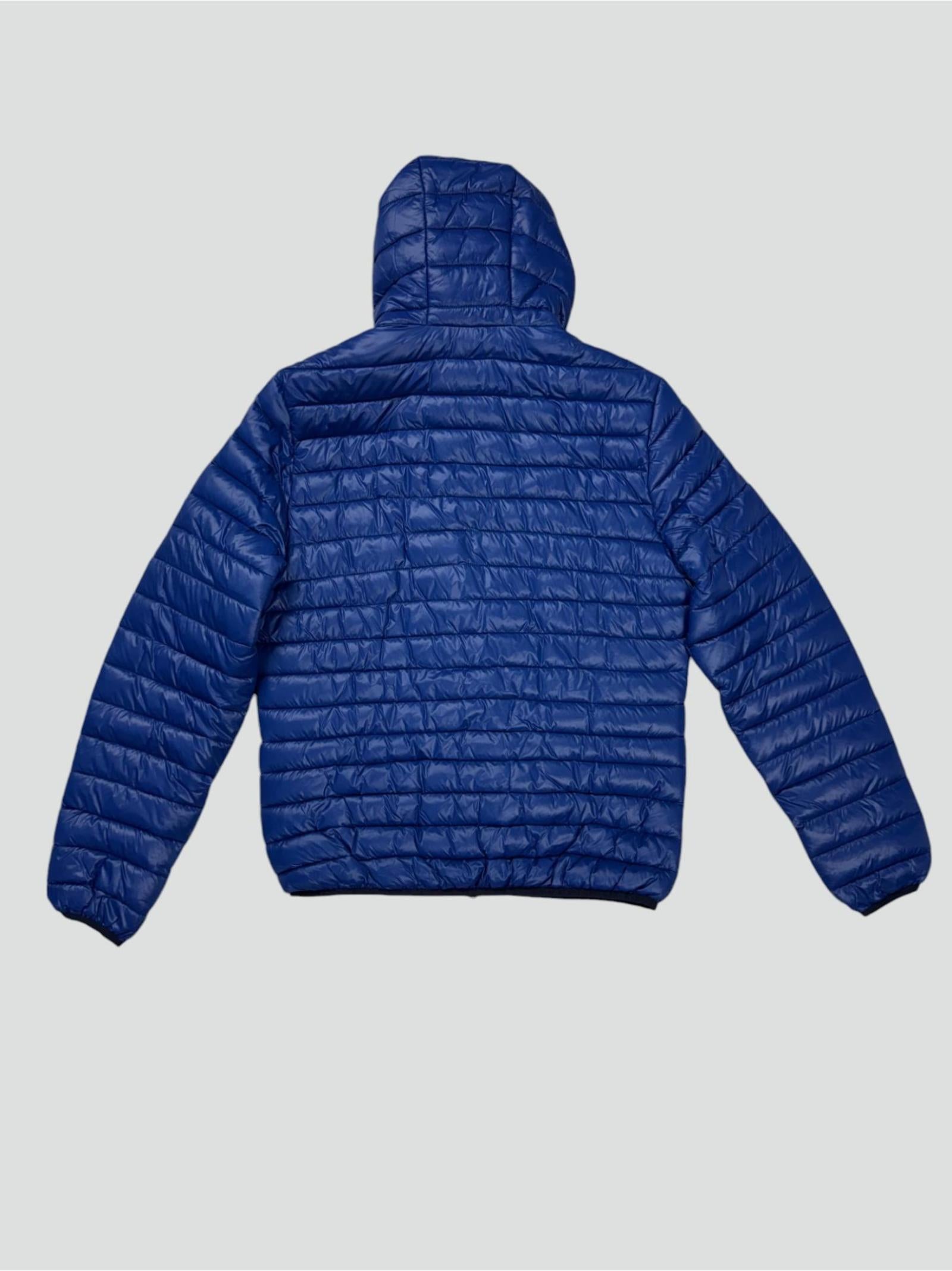 Piumino Blu denim con Cappuccio in Nylon Superleggero 