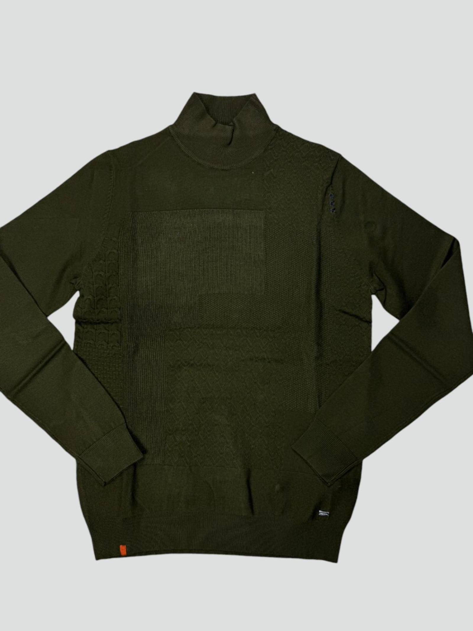 Lupetto verde militare con Microfantasia e Dettagli a Contrasto 