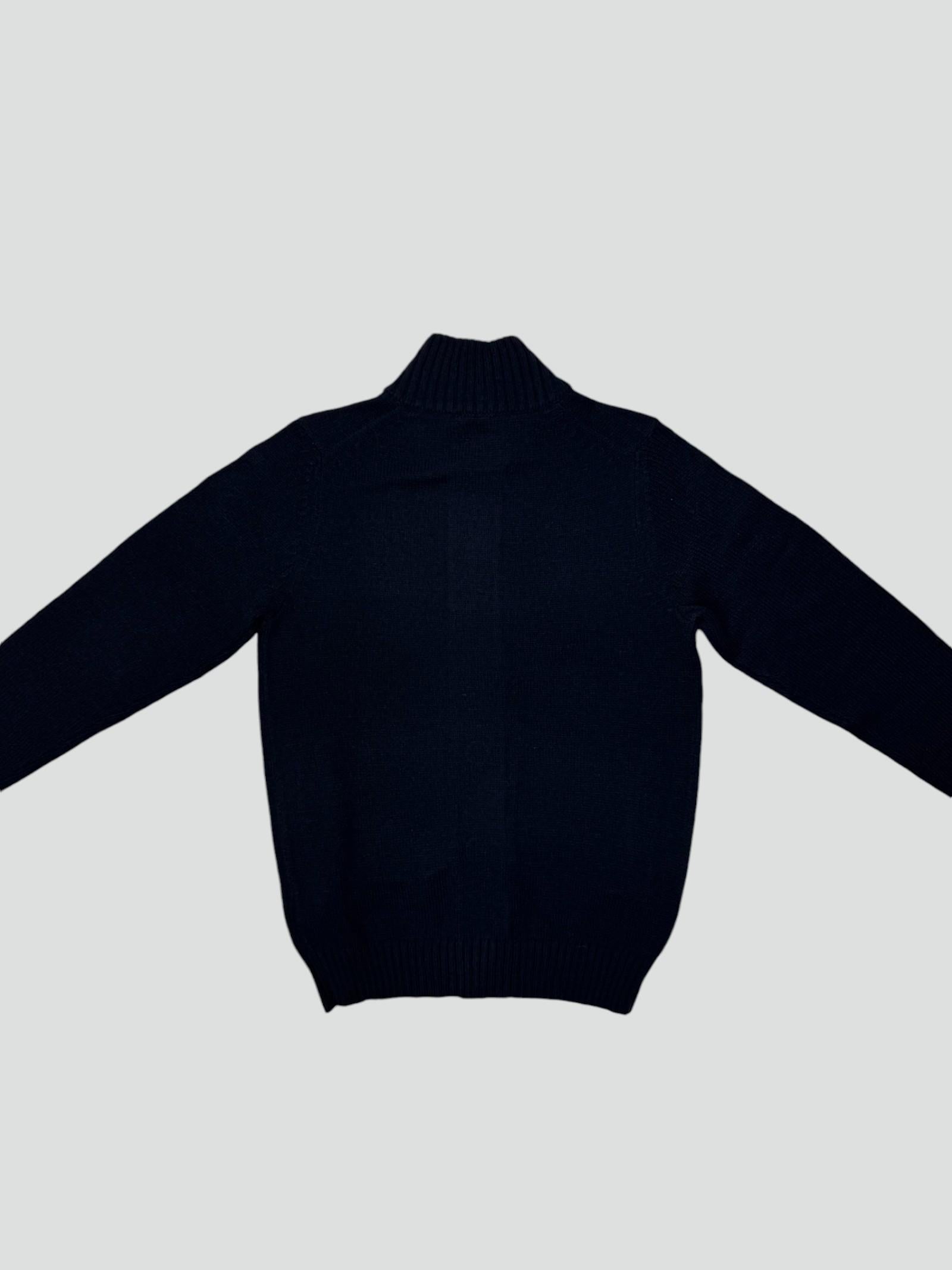 Cardigan Blu con Bottoni e Tasche Frontali 
