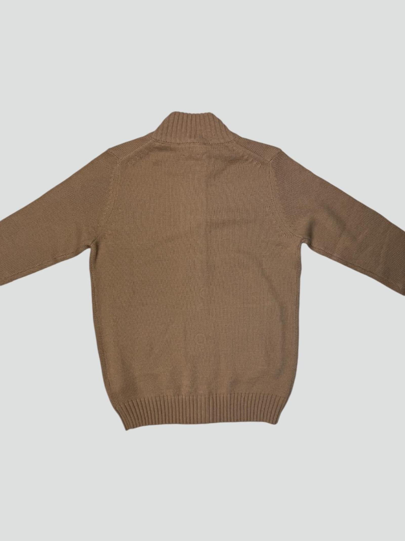 Cardigan cammello con Bottoni e Tasche Frontali 