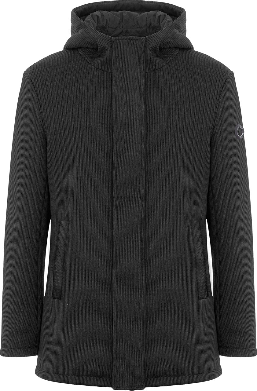 Giubbino Nero Uomo in Maglia Tecnica con Cappuccio 