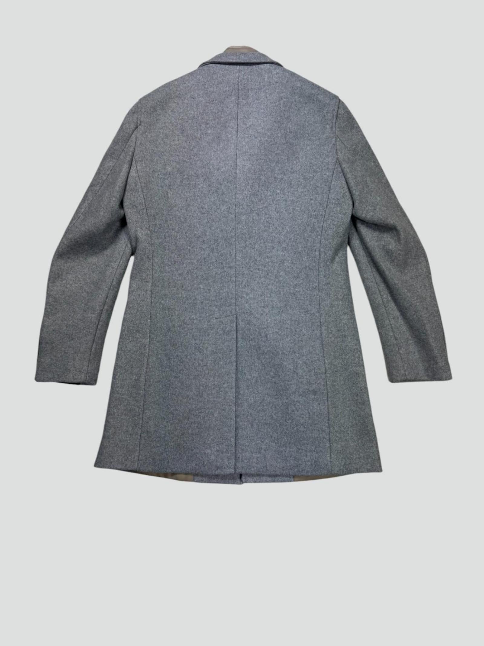 Cappotto Grigio Melange Monopetto con Pettorina Interna 