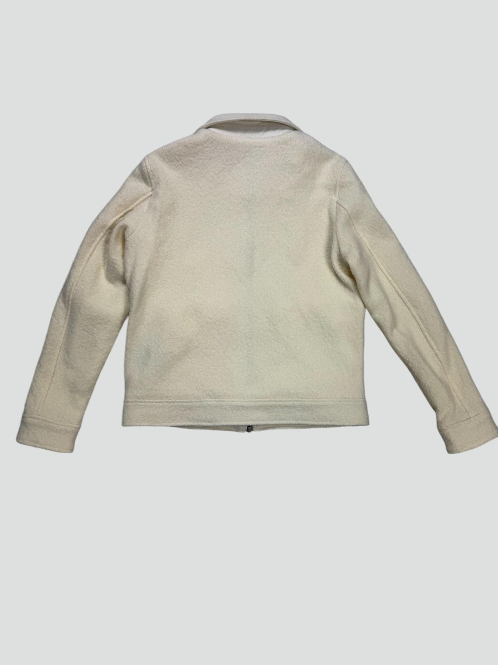 Giubbino Grigio Chiaro in Lana con Zip e Tasche a Patta 