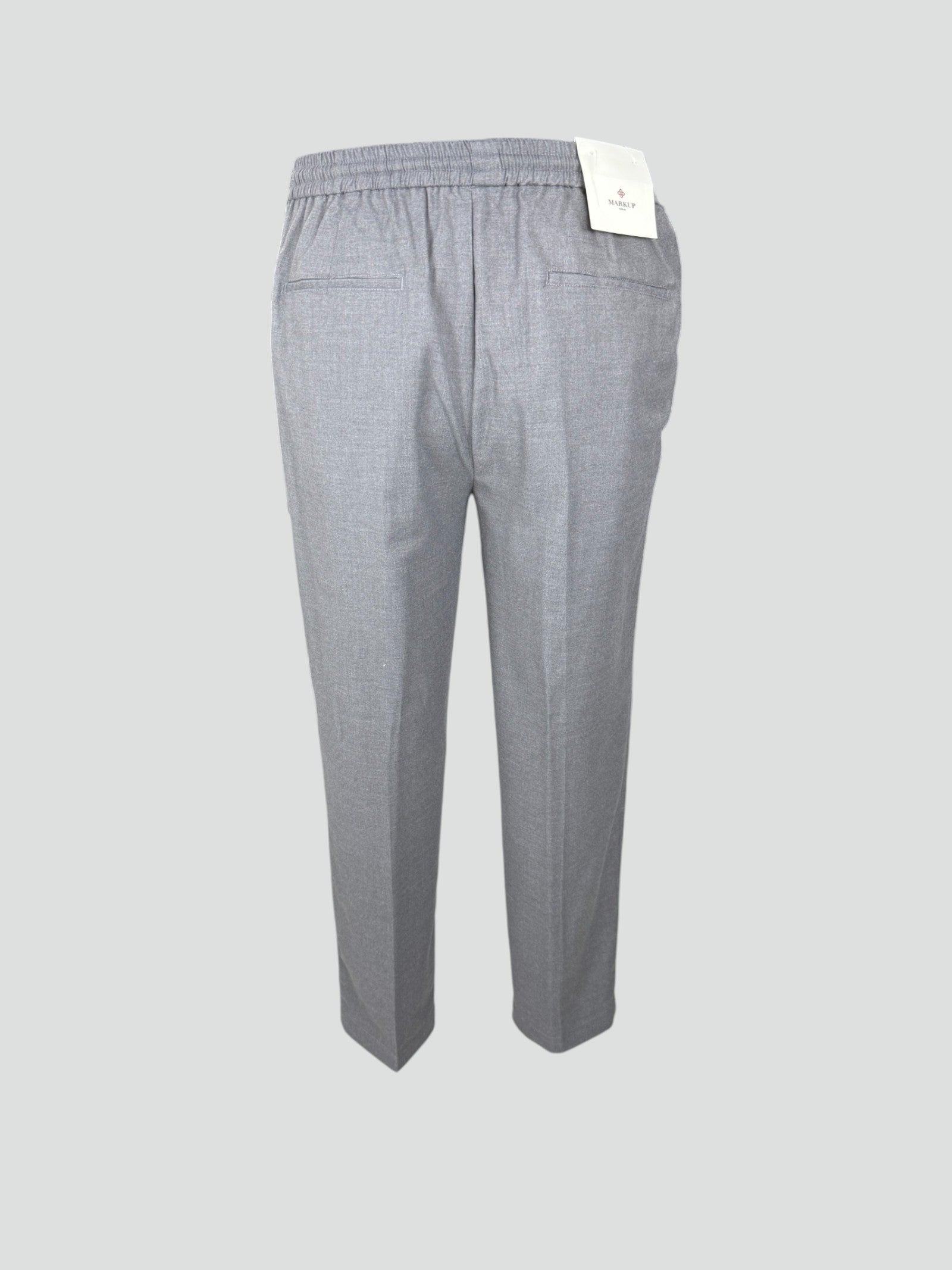 Pantalaccio Grigio Melange in Flanella con Vita Elasticizzata 