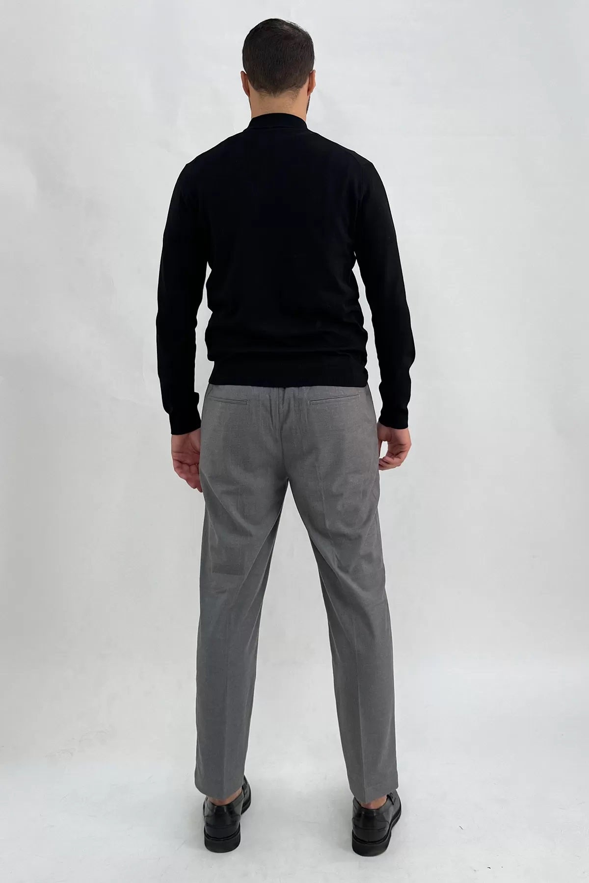 Pantalaccio Grigio Melange in Flanella con Vita Elasticizzata 