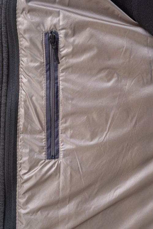 Piumino in Pelle "Callisto" nero/grigio in Pelle di Pecora con Imbottitura 