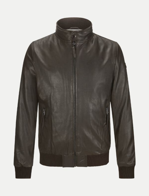 Giubbotto Bomber in Pelle "Halvar" moro in Nappa di Vitello 