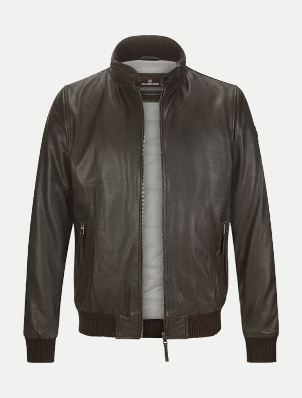 Giubbotto Bomber in Pelle "Halvar" moro in Nappa di Vitello 