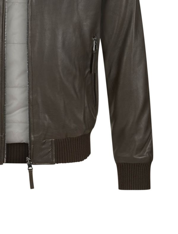 Giubbotto Bomber in Pelle "Halvar" moro in Nappa di Vitello 
