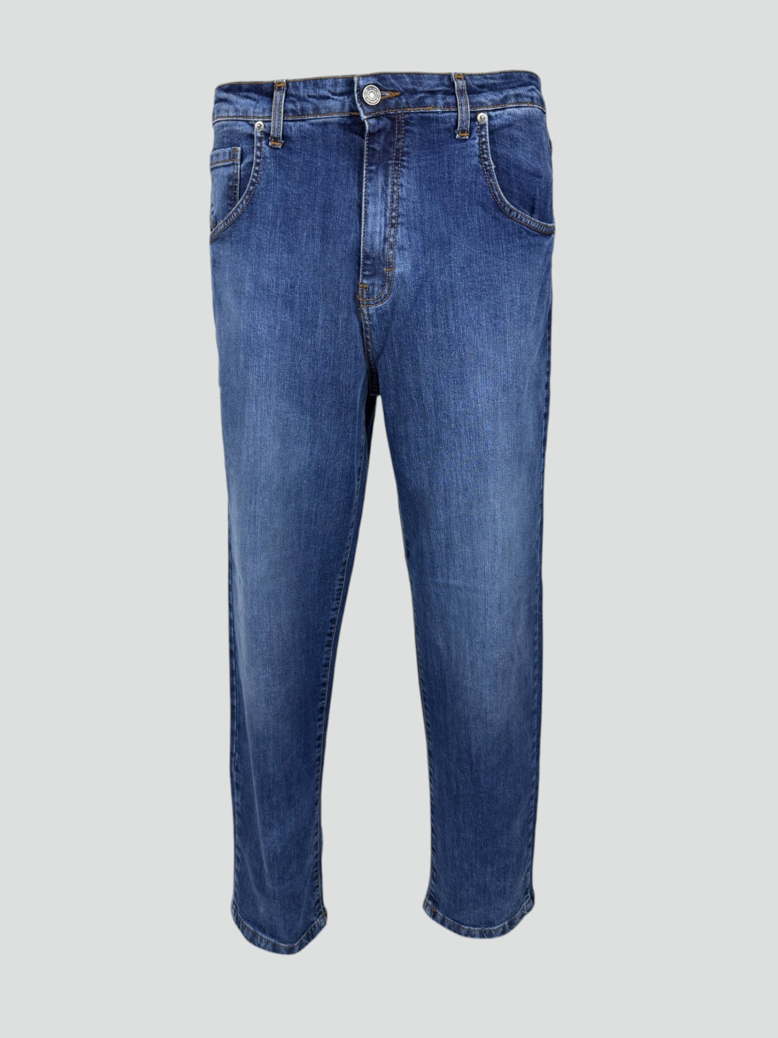 Jeans Uomo Moro Slim Fit 5 Tasche Denim Blu Medio 