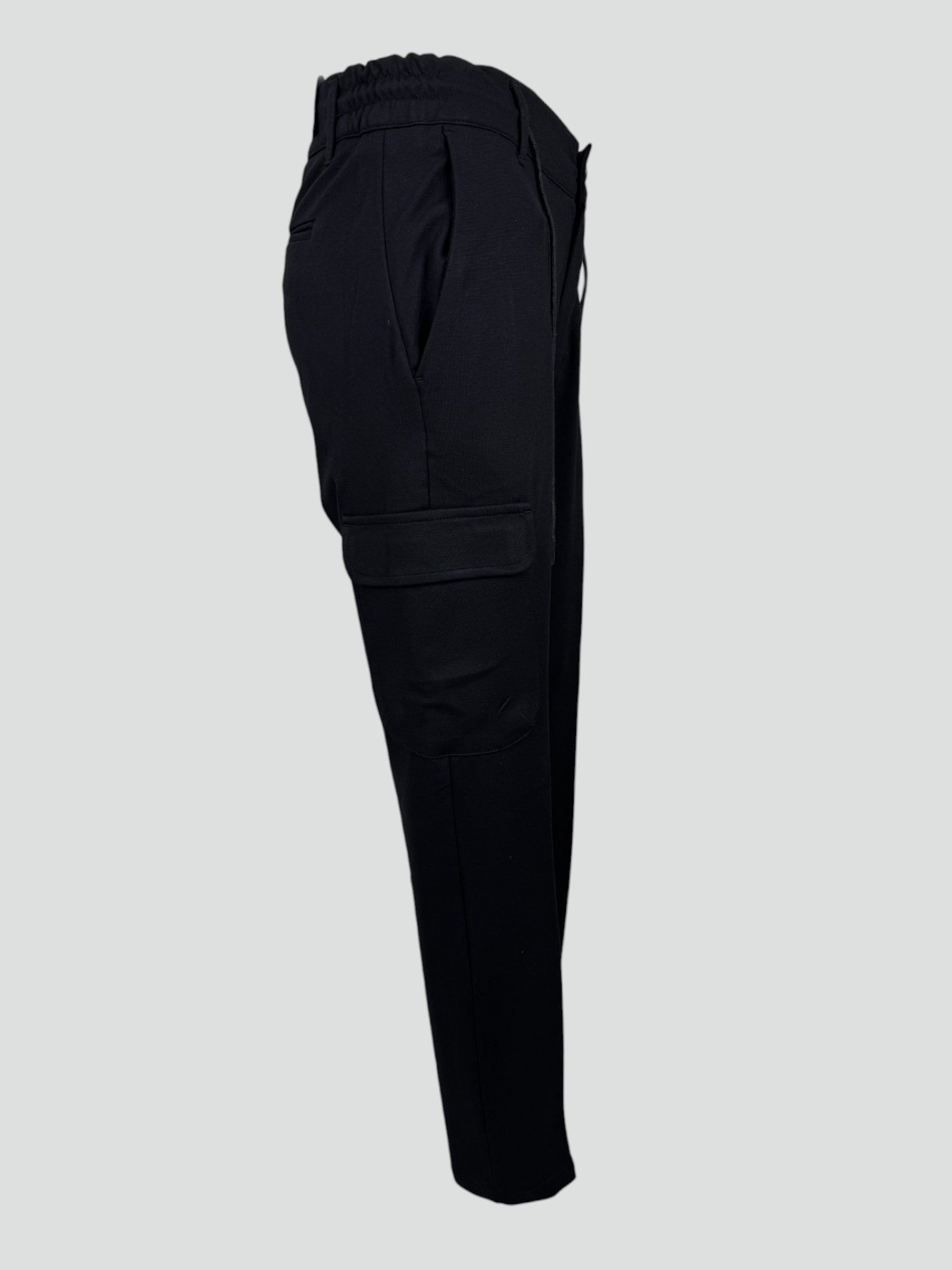 Pantalaccio Cargo Uomo Moro Nero con Coulisse e Tasche Laterali 