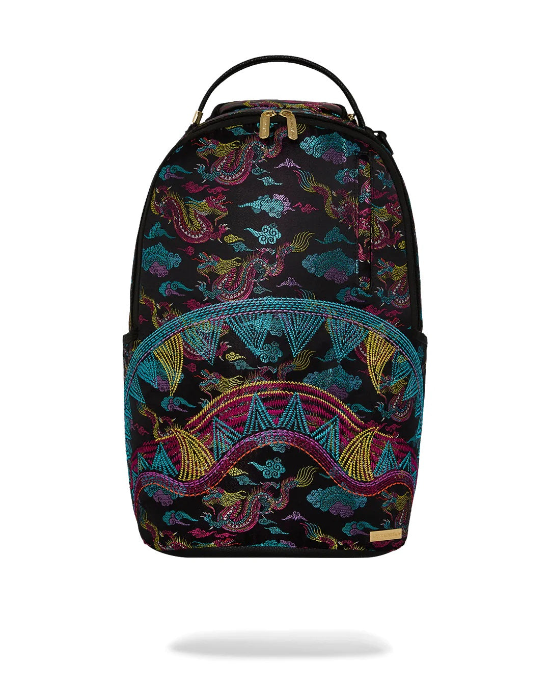 Zaino Shark "Embroidered Dragons" Nero con Ricami Multicolor 