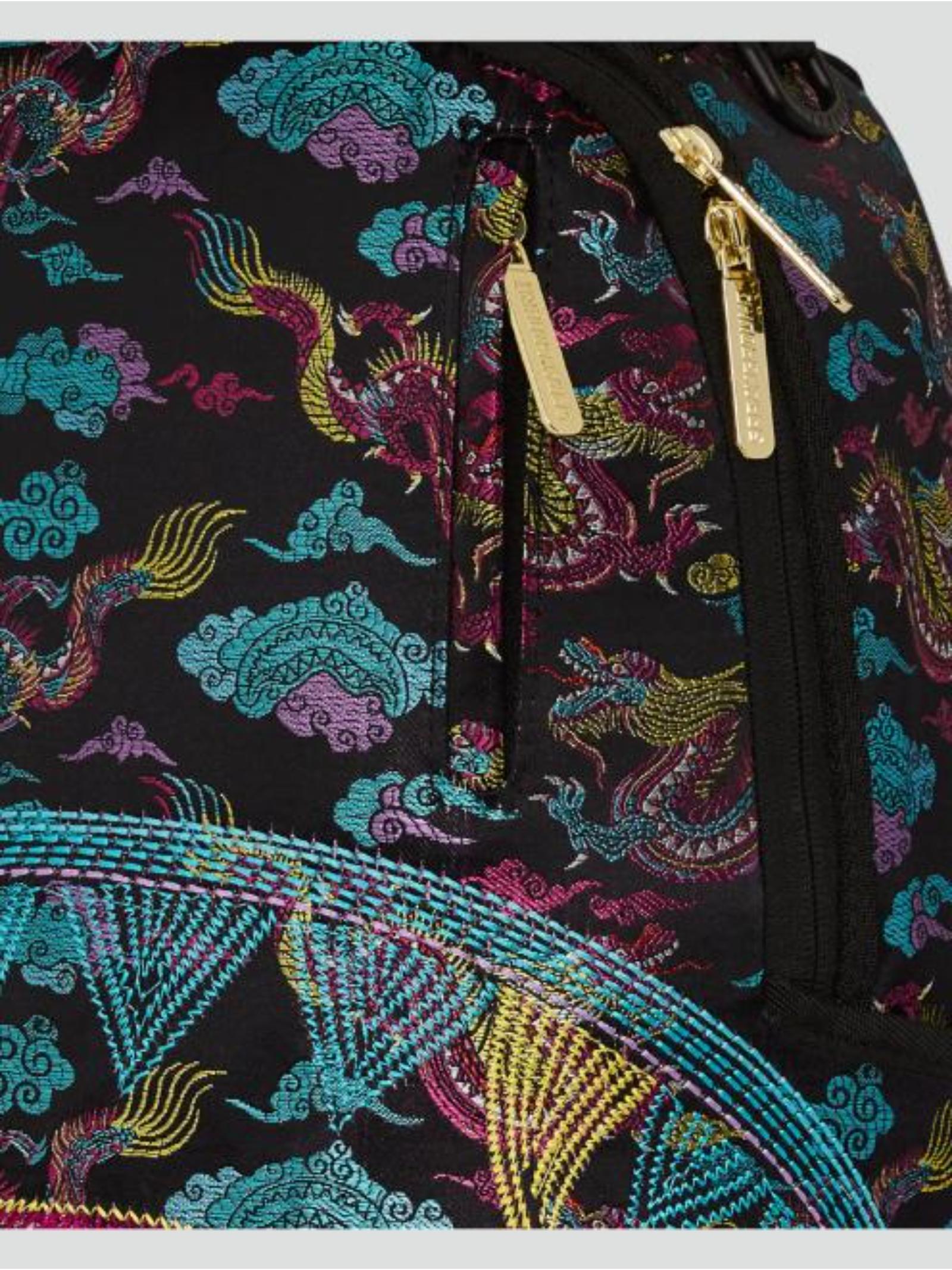 Zaino Shark "Embroidered Dragons" Nero con Ricami Multicolor 