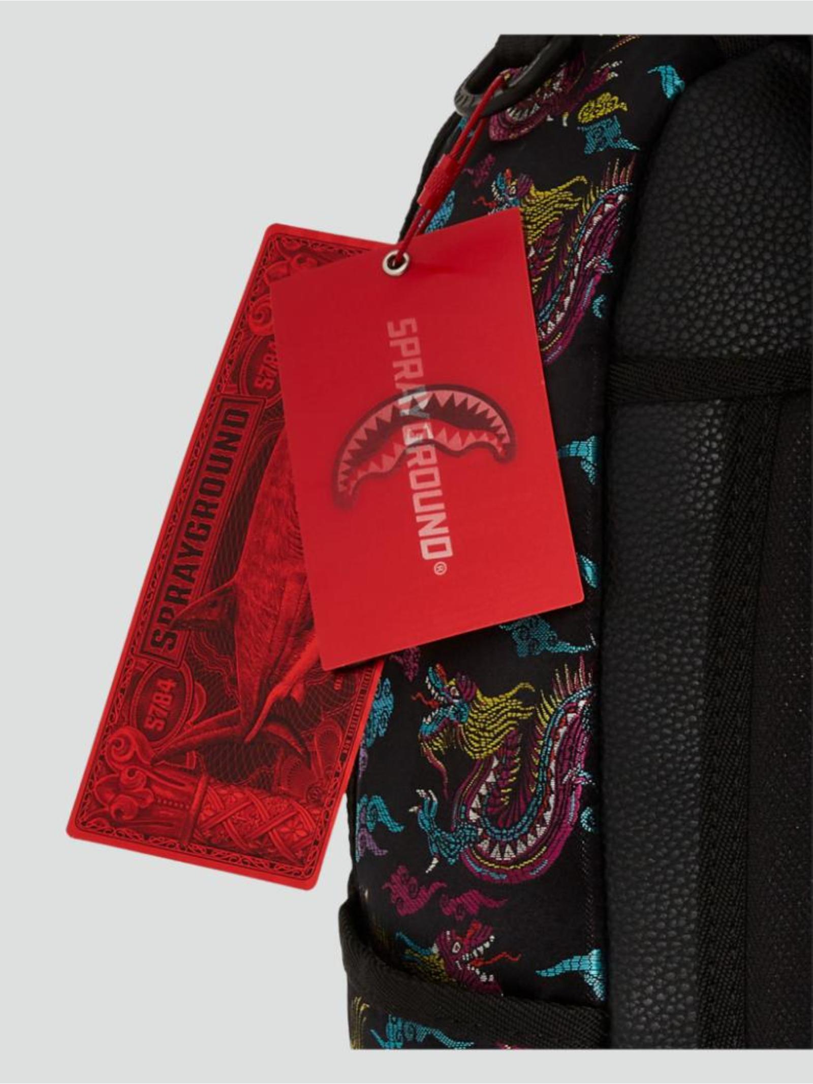 Zaino Shark "Embroidered Dragons" Nero con Ricami Multicolor 