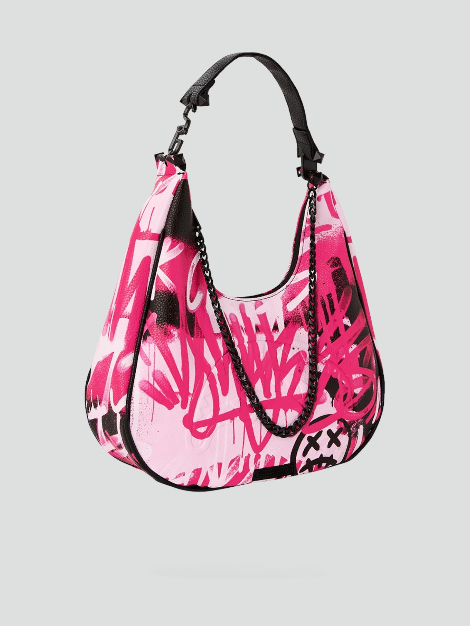 Borsa a Spalla "Pink Graff City Vice" con Stampa Graffiti Fucsia 