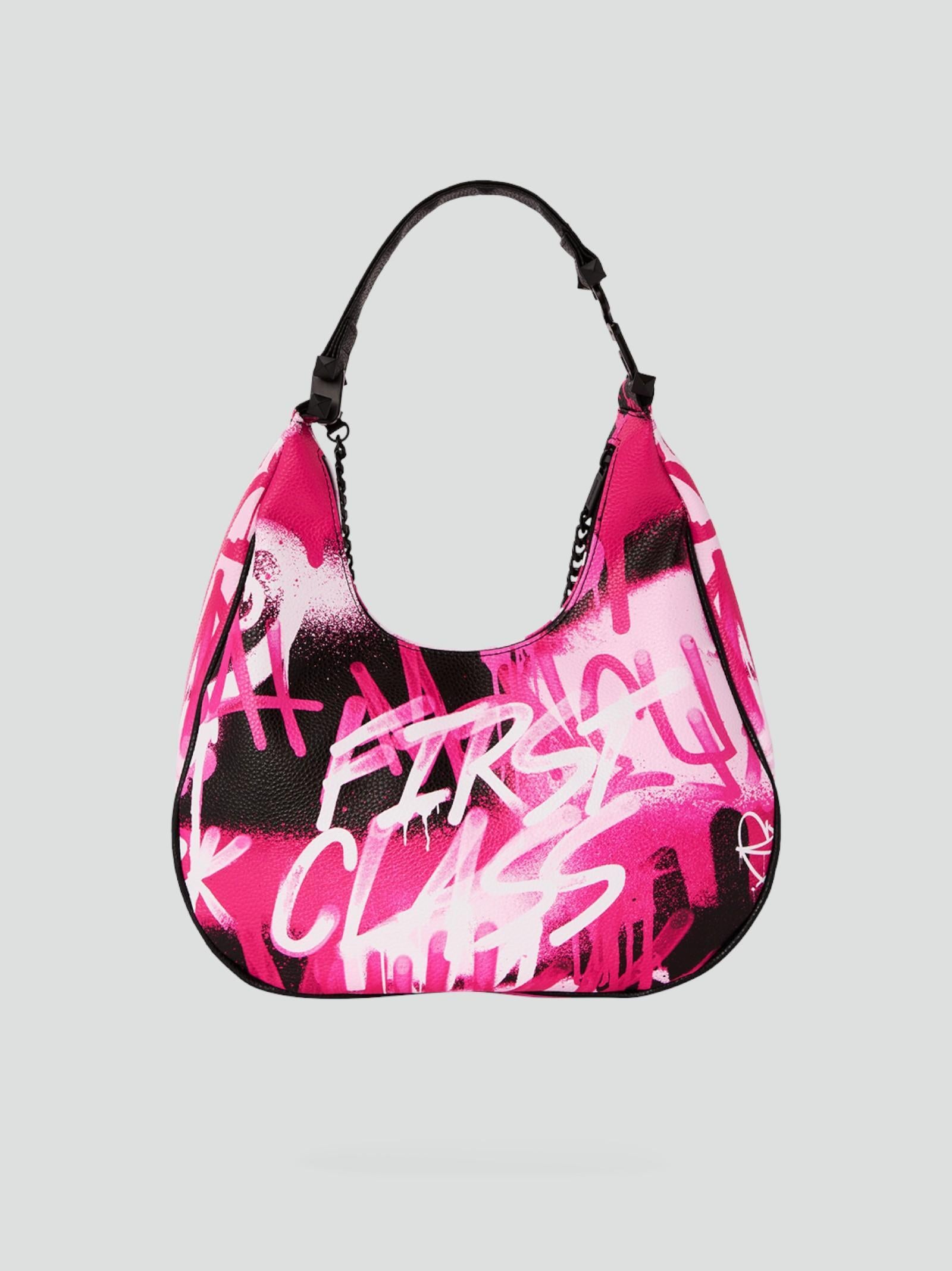 Borsa a Spalla "Pink Graff City Vice" con Stampa Graffiti Fucsia 
