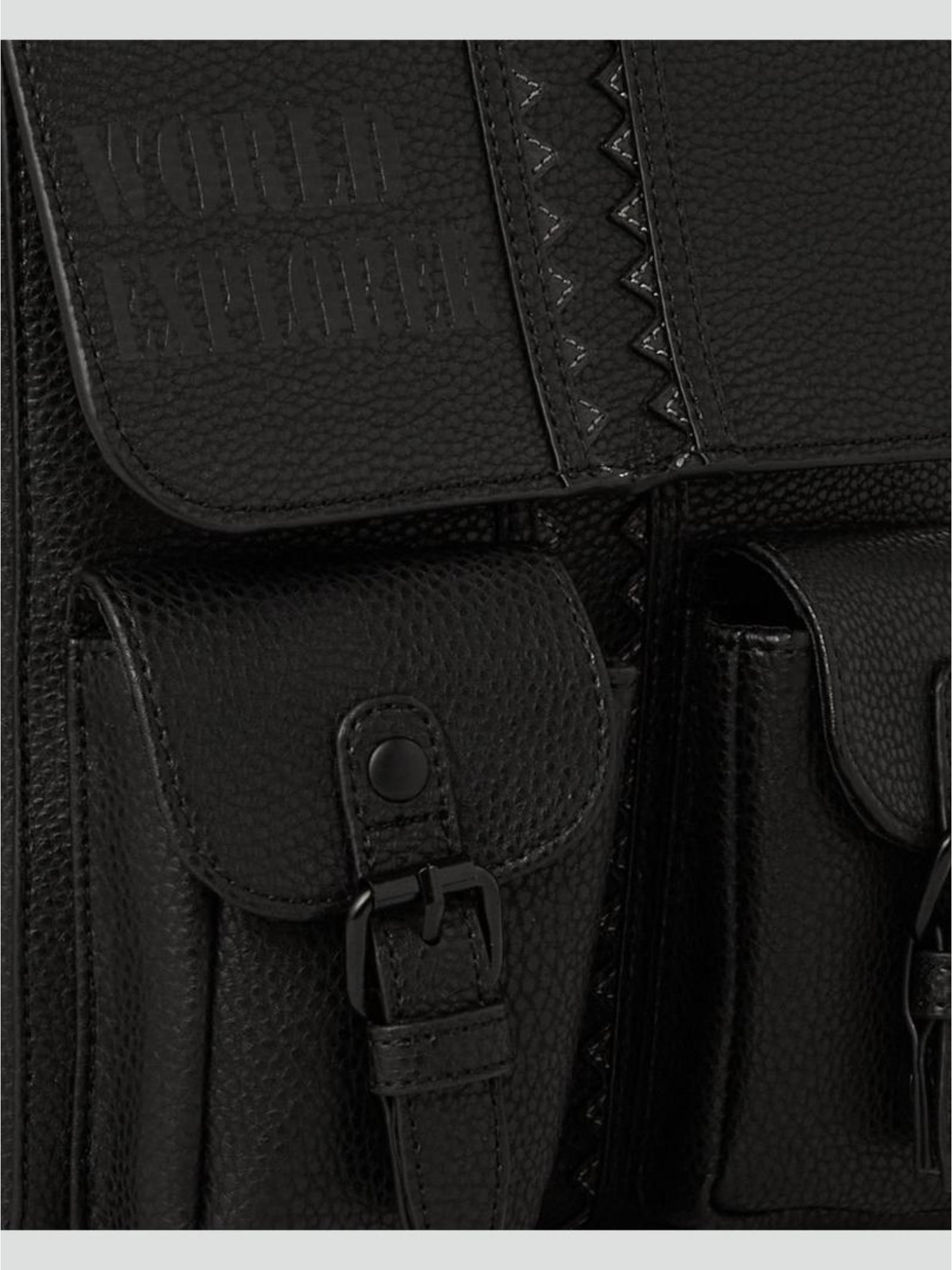Borsa "Global Traveler" Nera in Ecopelle con Tasche Frontali 