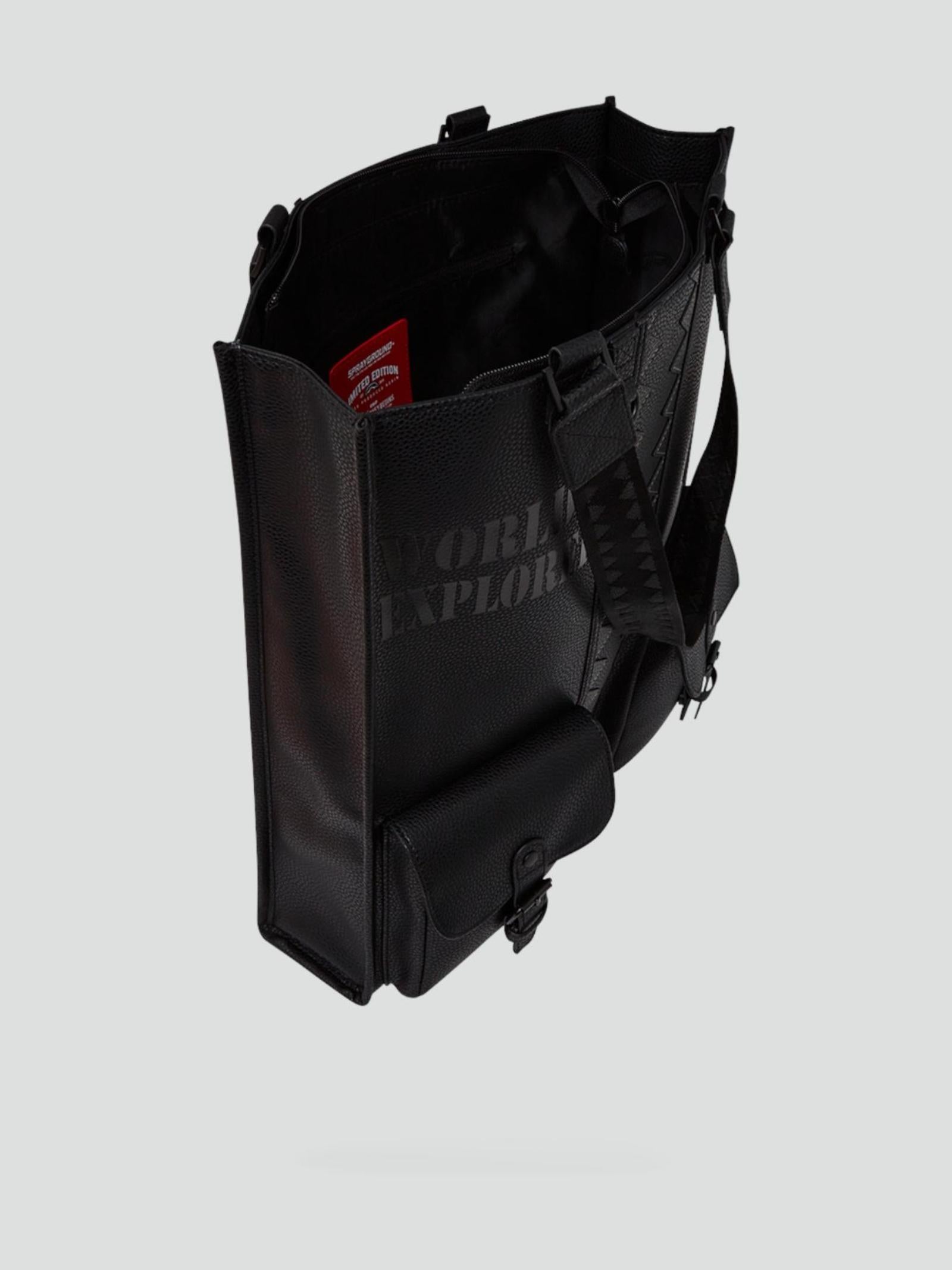 Borsa "Global Traveler Cargo Tote" Nera in Ecopelle con Tasche 