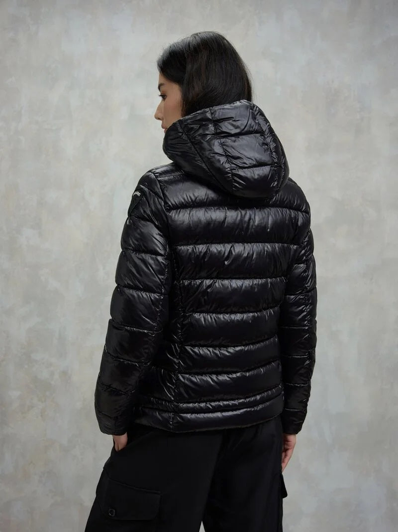 Piumino "Caroll" nero in Nylon Idrorepellente con Cappuccio 