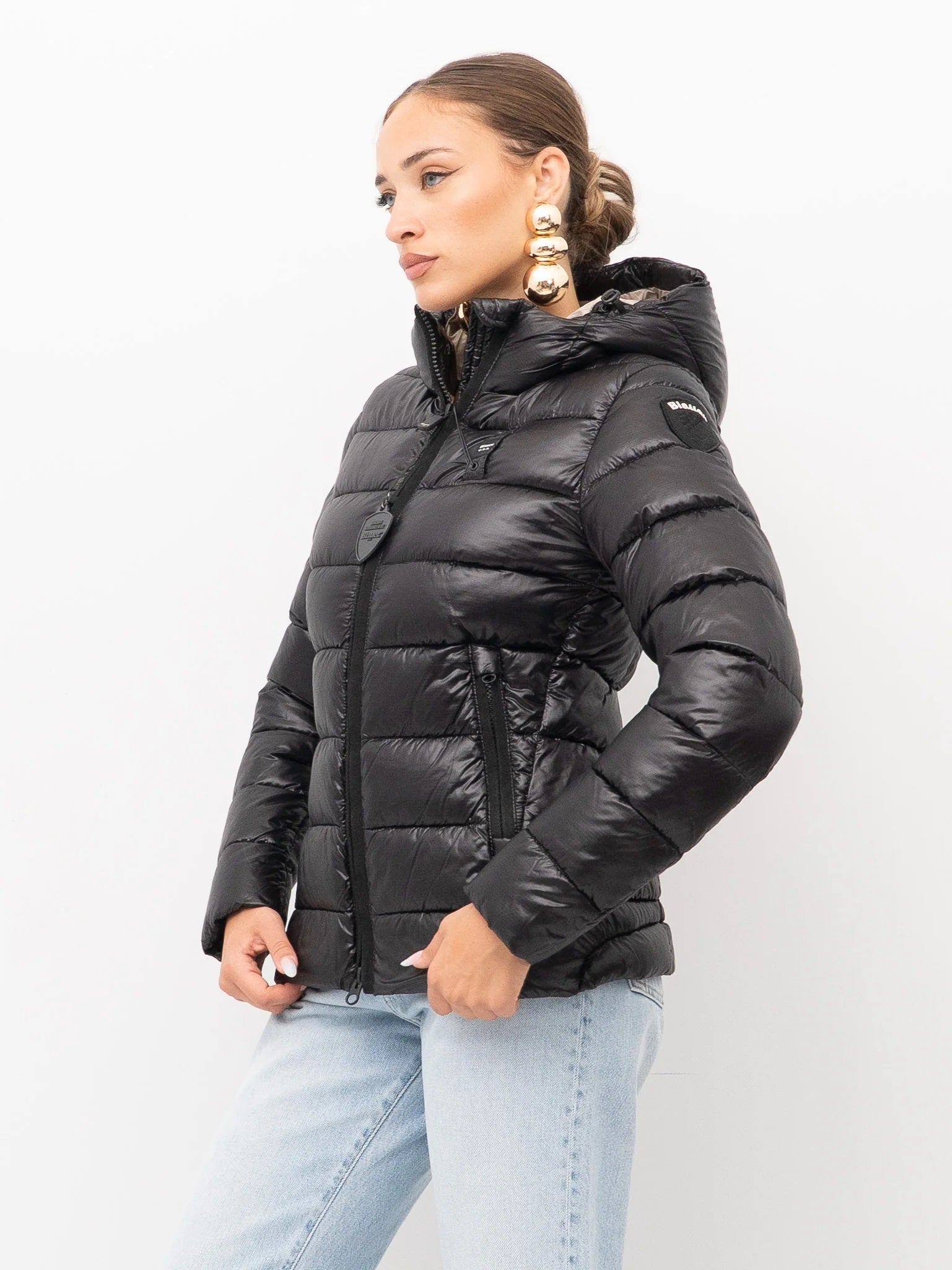 Piumino "Caroll" nero in Nylon Idrorepellente con Cappuccio 