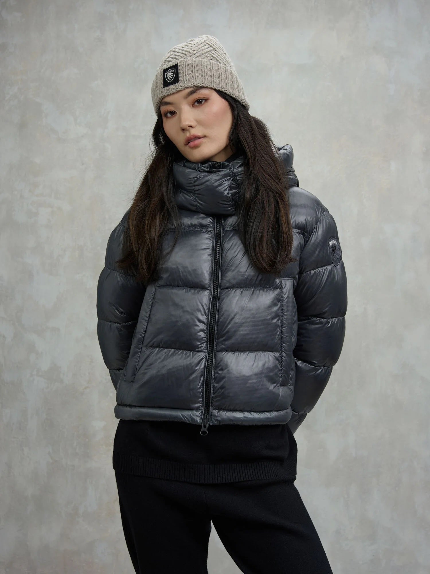 Piumino "Gloria" Antracite in Nylon con Imbottitura Sorona® Aura 