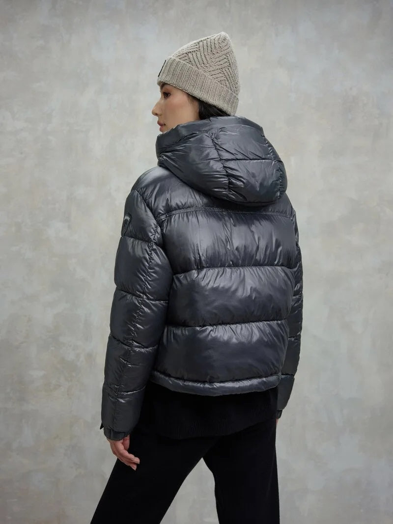 Piumino "Gloria" Antracite in Nylon con Imbottitura Sorona® Aura 