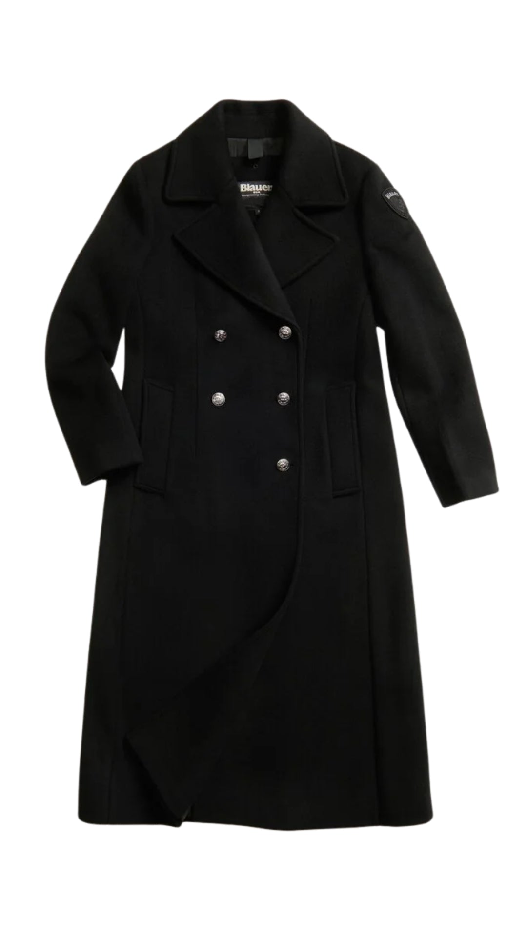 Cappotto "Charlotte" Nero Doppiopetto in Lana con Revers Classico 