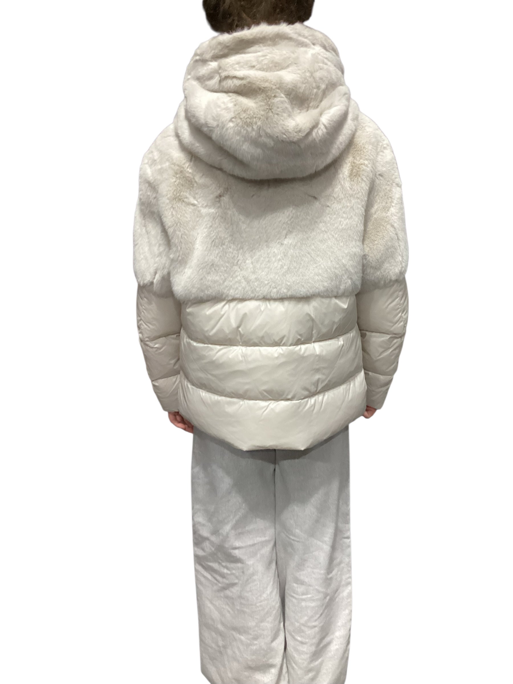 Piumino Bambina grigio mattino "Fanevil Junior" con eco-pelliccia 