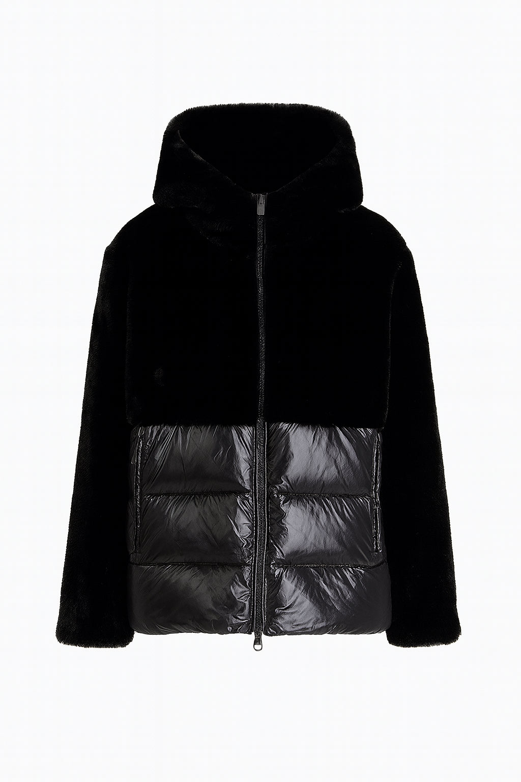 Piumino Bambina nero "Fanevil Junior" in Nylon Lucido ed Eco-Fur 