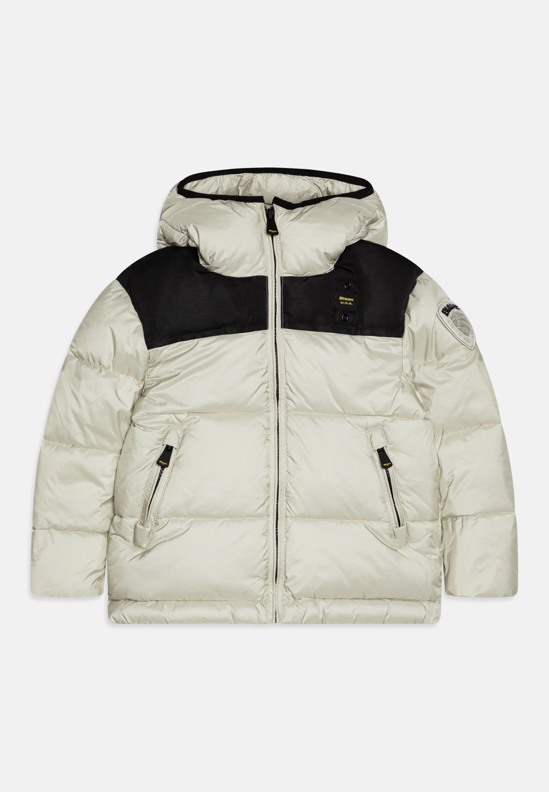Piumino Bambino Blauer "Bernardino Junior" Bianco con Dettagli Neri 