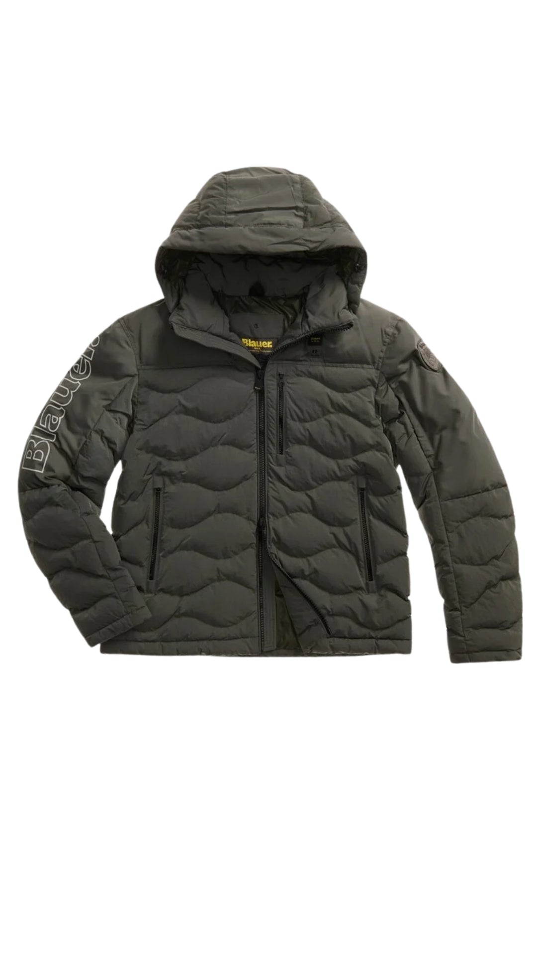 Piumino "Ferwood Junior" Verde Effetto Stropicciato con Cappuccio 