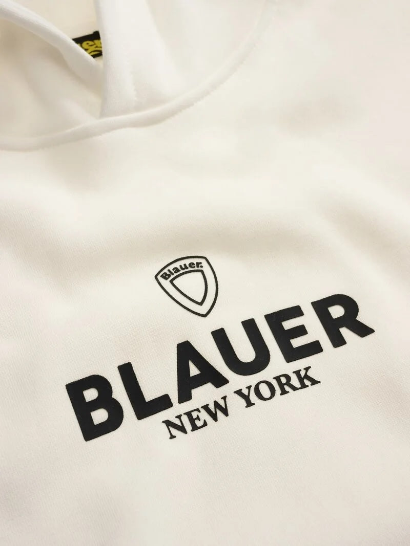 Felpa Bambino Blauer "Irwin Junior" con Cappuccio e Logo Nero 